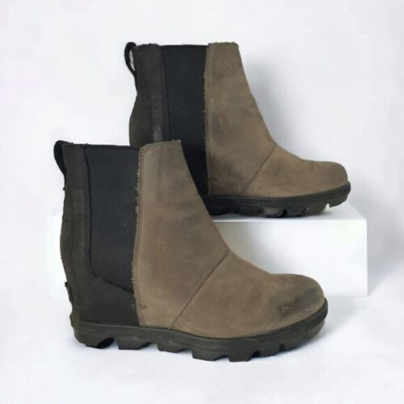 Sorel Wedge Boot Joan of Arctic Lea Wedge Chelsea Quarry Black SZ 9 - Picture 8 of 9